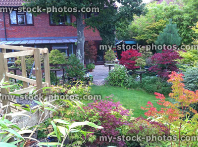Stock image of from up high of an ornamental garden