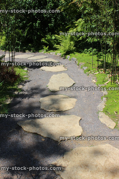 Stock image of stepping stones forming oriental pathway in Japanese garden