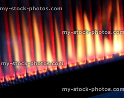Stock image of modern, contemporary gas fire with line of flames