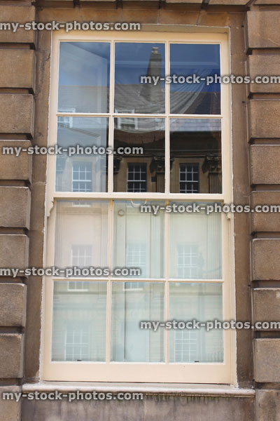 Stock image of Georgian window on town house, individual glass panes