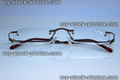 Stock image of designer lenses of frameless spectacles (close up)