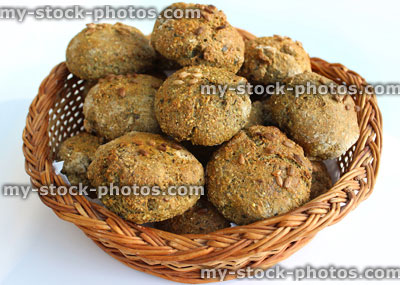 Stock image of freshly baked homemade granary bread rolls with sunflower seeds