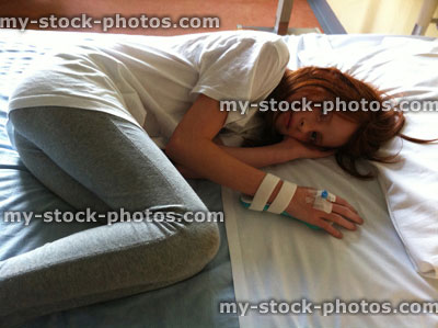 Stock image of ill child in hospital
