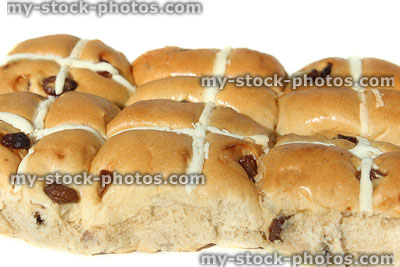 Stock image of homemade hot cross buns, baked for Easter holidays