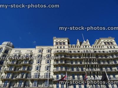Stock image of section of building with period architecture against sky
