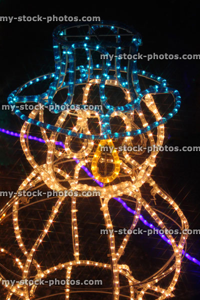 Stock image of white snowman lights, neon rope light snowman fairy lights