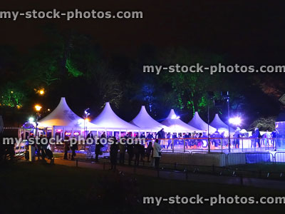 Stock image of outside Christmas ice skating rink in Bournemouth gardens