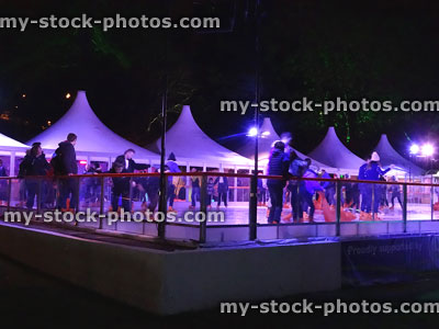 Stock image of Bournemouth ice skating rink at night, Christmas skaters