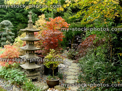 Stock image of Japanese Pagoda in a Domestic Garden