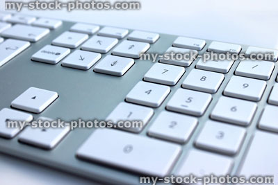 Stock image of numeric keypad of ultra thin anodised aluminium computer keyboard