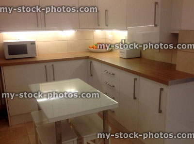 Stock image of contemporary white domestic kitchen