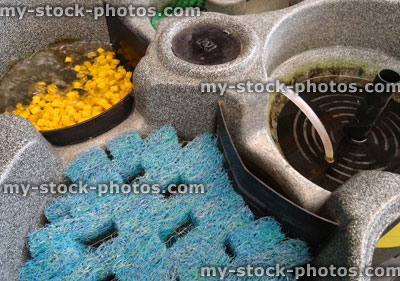 Stock image of plastic garden pond filter / koi carp, clover shape filter / filtration