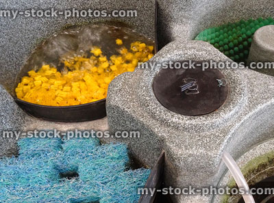 Stock image of plastic garden pond filter / koi carp, clover shape filter / filtration