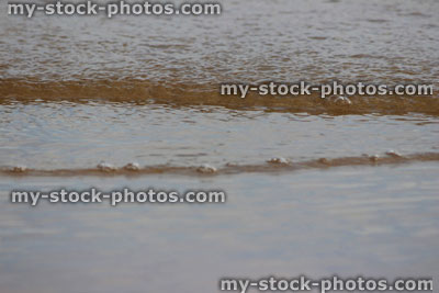 Stock image of gentle sea waves lapping the beach shore (close up)