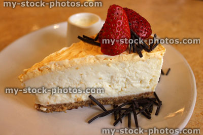 Stock image of lemon cheesecake topped with strawberries