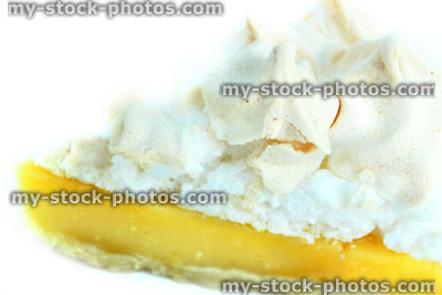 Stock image of homemade lemon meringue pie slice, freshly baked dessert