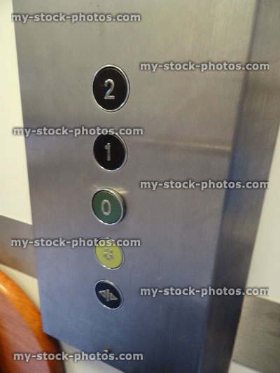 Stock image of buttons in lift / elevator keypad, stainless steel control panel