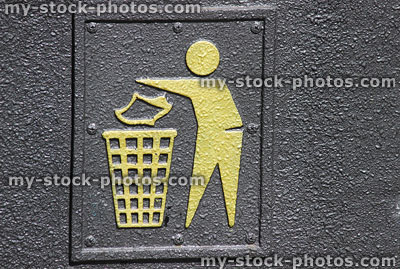Stock image of litter logo / icon on side of rubbish bin