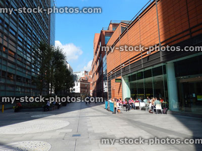 Stock image of al fresco dining cafe by Marks and Spencer store in central London