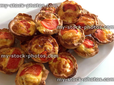 Stock image of homemade mini quiches, freshly baked