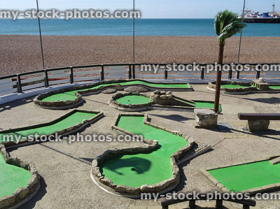 Stock image of seaside crazy golf course, minigolf next to Brighton beach