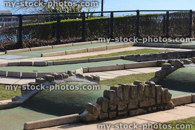 Stock image of humps on putting greens at mini golf course