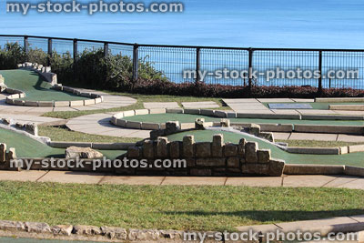 Stock image of cifftop miniature crazy golf course with beach views