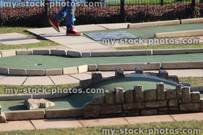 Stock image of obstacles / bumps at miniature golf course / minigolf / crazy golf