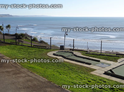 Stock image of seaside miniature golf course / minigolf with sea views