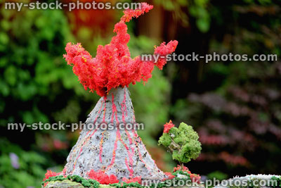 Stock image of model volcano made for school project, red lava
