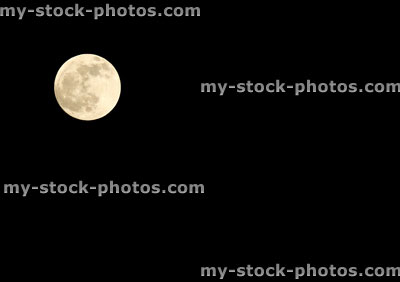 Stock image of full moon taken in April, black night sky