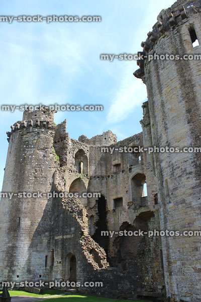 Stock image of Nunney Castle ruins, near Frome, Somerset, England, UK