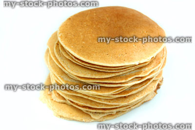 Stock image of large stack of homemade pancakes, healthy eating / breakfast