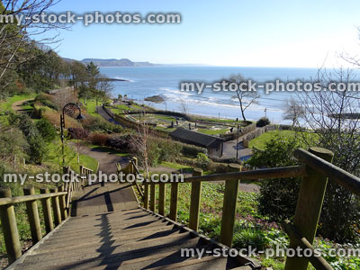 Stock image of Lyme Regis park looking down stairs towards seafront