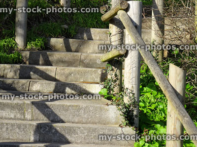 Stock image of cement / concrete stairs / steps outside in park gardens