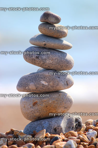 Stock image of tower / stack of pebbles on seaside beach gravel