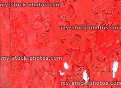 Stock image of red flaky paint, flaking metal paint, rusty, weathered
