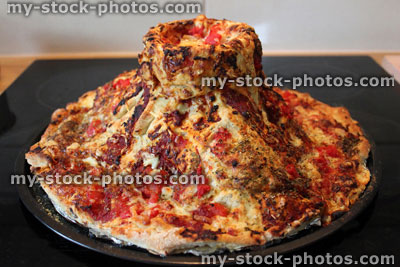 Stock image of pizza volcano model / margherita pizza in shape of volcano