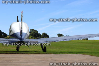 Stock image of small two seater private plane at airfield / airport, aircraft