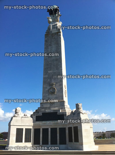 Stock image of war monument against a rich blue summer sky