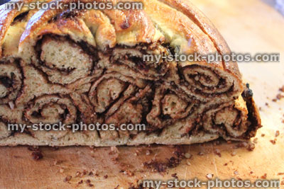 Stock image of traditional povitica bread, nut roll with sweet yeast dough, swirls