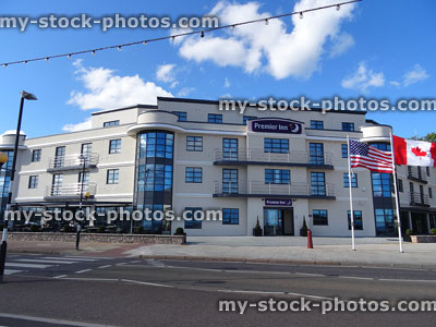 Stock image of modern Premier Inn hotel on Exmouth seafront