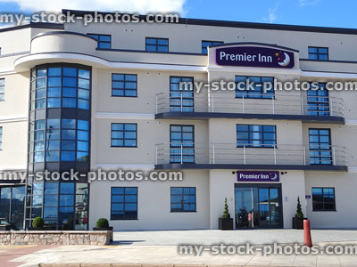 Stock image of contemporary architecture of seafront Premier Inn Exmouth Hotel