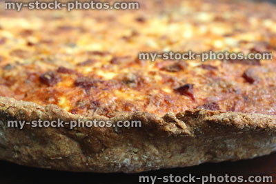 Stock image of homemade bacon quiche lorraine tart / savoury flan, pastry crust