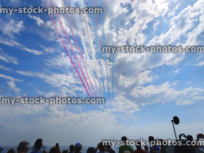 Stock image of Red Arrows flight display at Bournemouth Air Festival