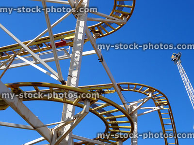 Stock image of sharp angular curves and bends on rollercoaster ride