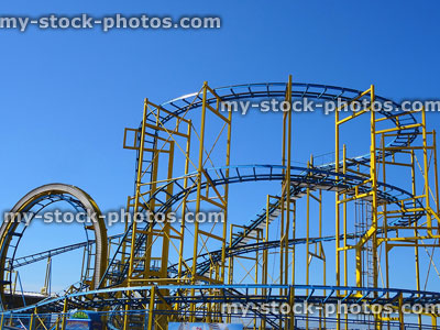 Stock image of turns, curves, slopes on theme park rollercoaster ride