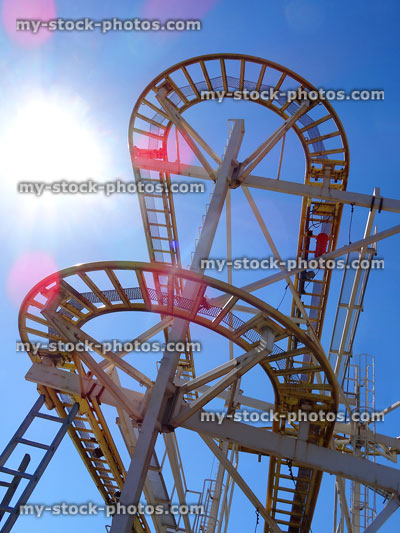 Stock image of sharp U turn corners on Crazy Mouse rollercoaster ride