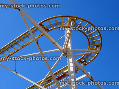 Stock image of tight curve on metal 'Wild Mouse' roller coaster