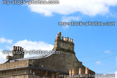 Stock image of rooftop and chimneys of Georgian Bath stone town house
